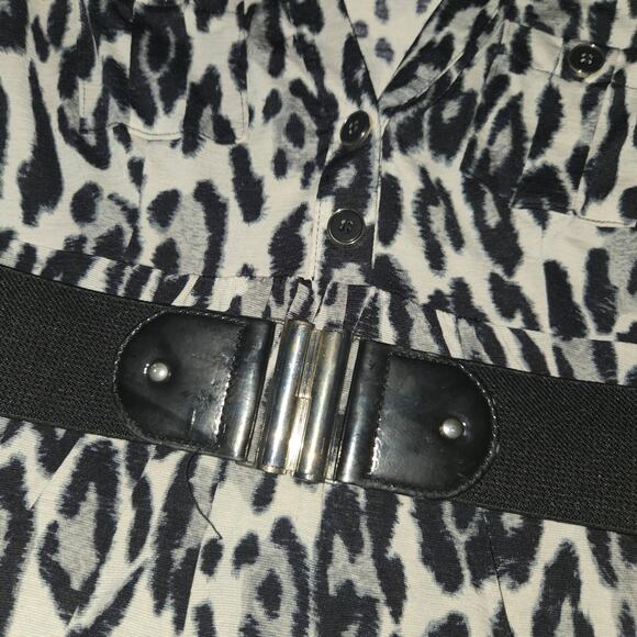 Y2K FASHION LEOPARD SHIRT WITH BELT Womens Small HeartSoul - Picture 7 of 8